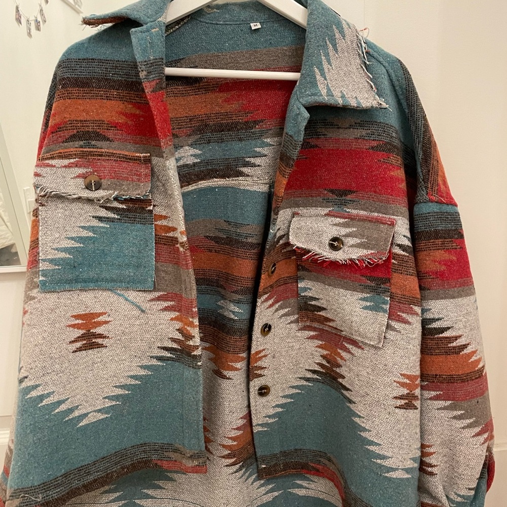 Womens Boho Aztec Print Jacket